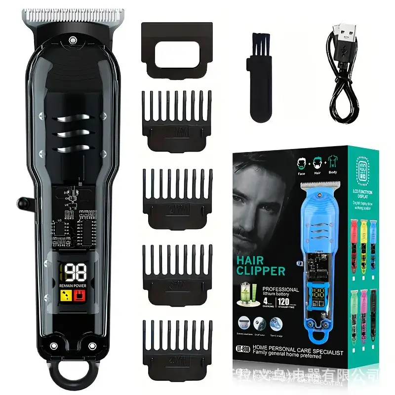 Transparent Hair Clipper Electric Salon Shaver Black Red Blue - Image 8