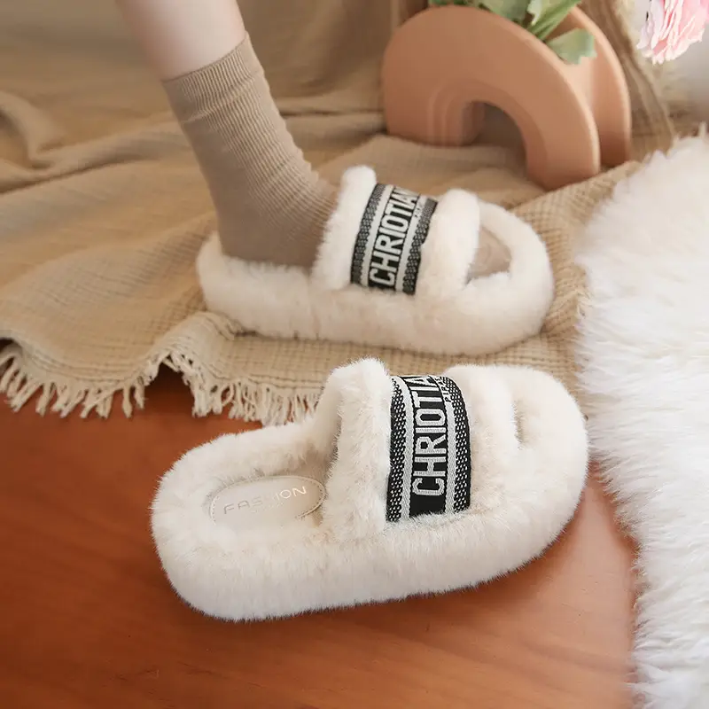 Women Furry Slippers Black Winter Cotton 2025 - Image 5