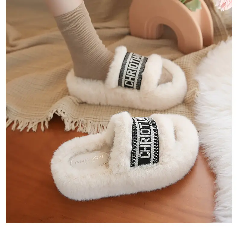 Women Furry Slippers Black Winter Cotton 2025 — feature 6