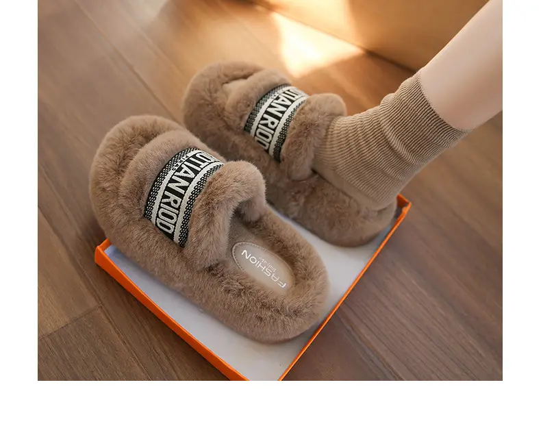 Women Furry Slippers Black Winter Cotton 2025 — feature 7