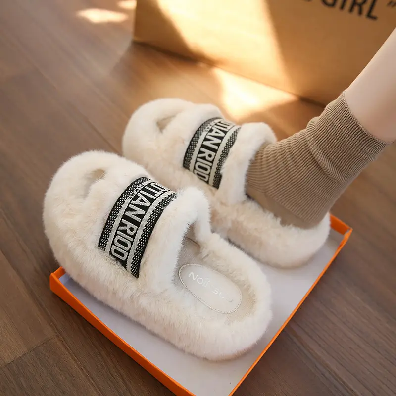 Women Furry Slippers Black Winter Cotton 2025 - Image 2