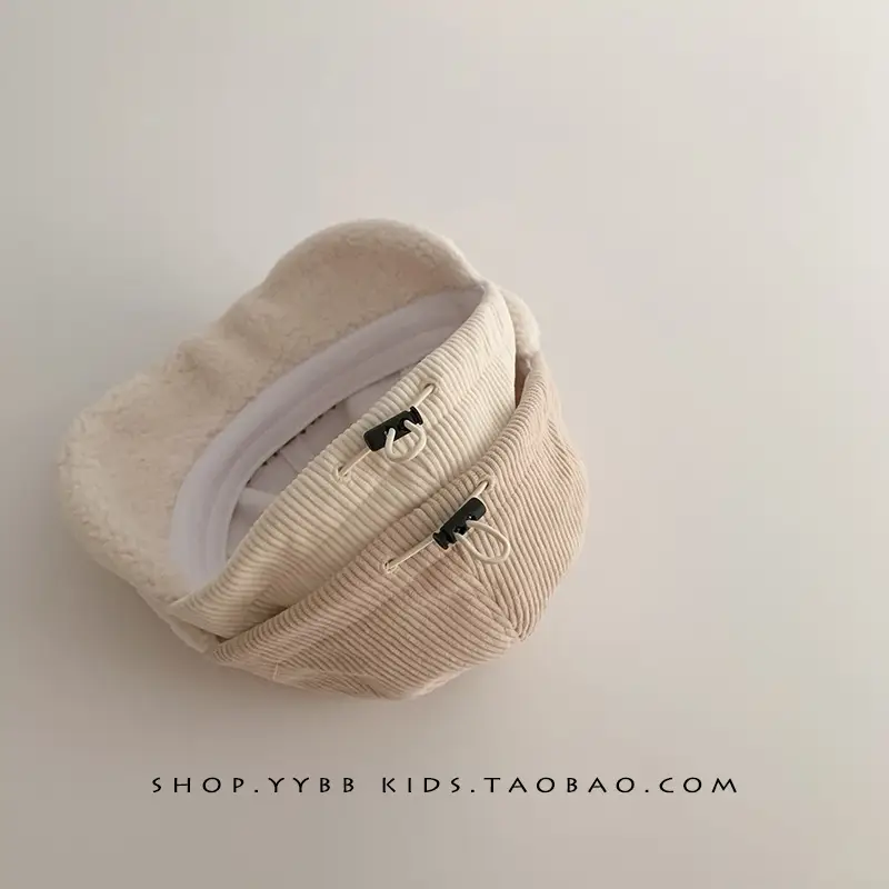 Children's Warm Bear Ears Hats Large Bristle Cap - Image 6