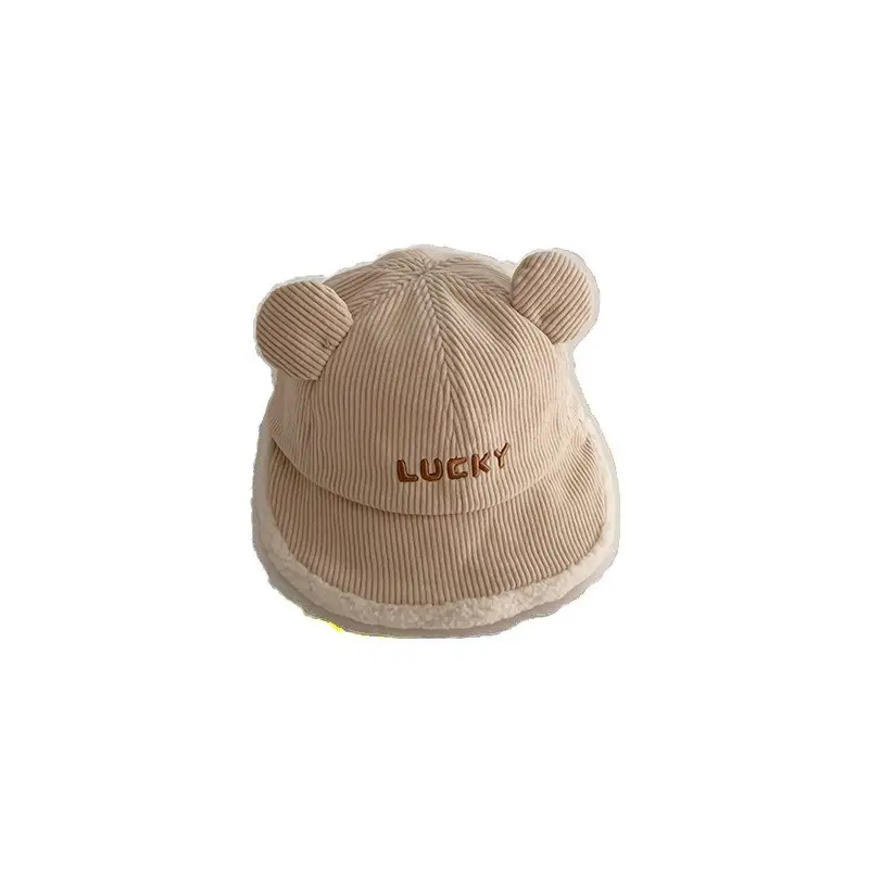 Children's Warm Bear Ears Hats Large Bristle Cap - Image 7
