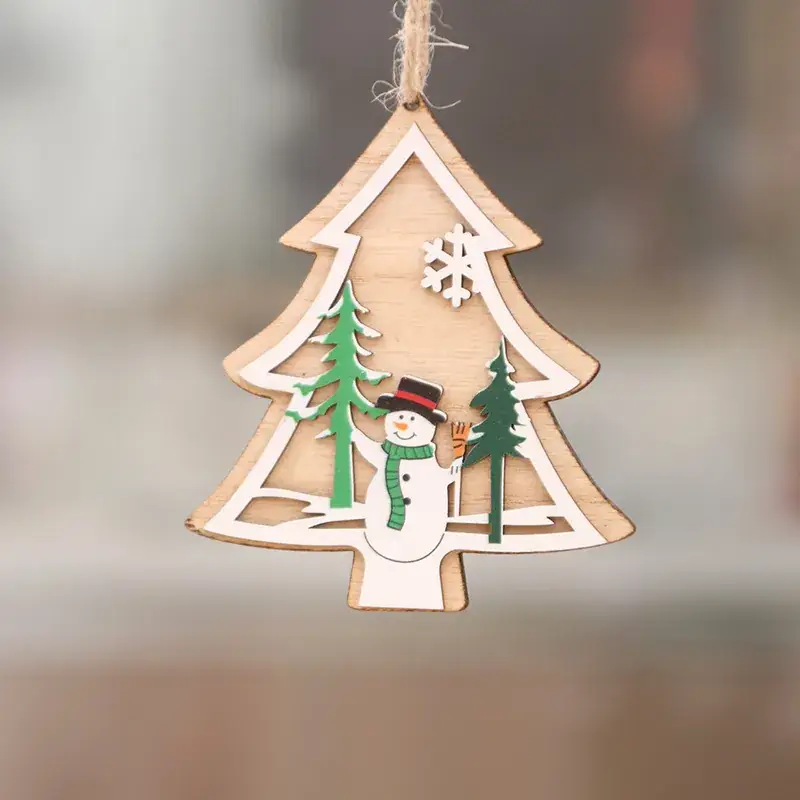 Wooden Laser Christmas Tree Pendant 5-Point Star Gift - Image 6