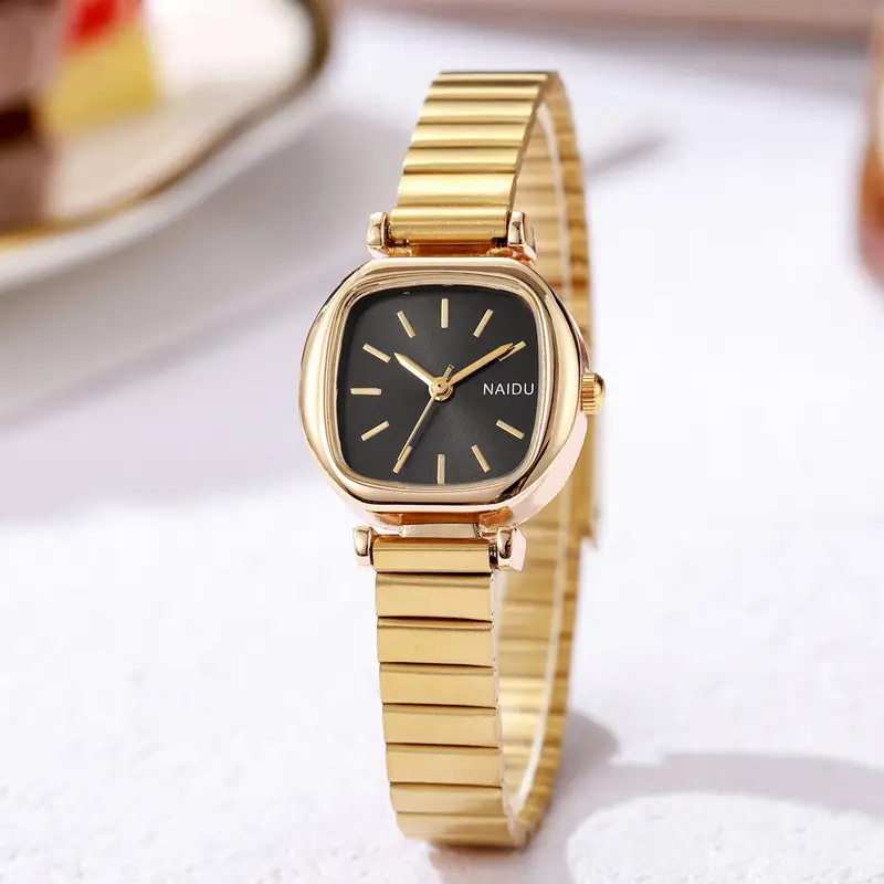 Square Small Plate Slub Band Women's Watch Niche High-end Fashion Simple Explosive Mori Quartz Watch Small Fresh