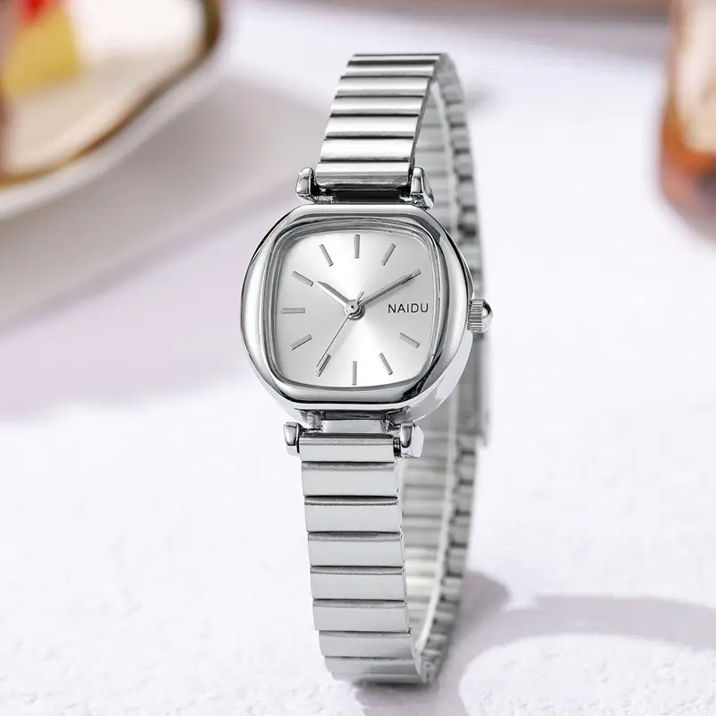 Square Small Plate Slub Band Women's Watch Niche High-end Fashion Simple Explosive Mori Quartz Watch Small Fresh