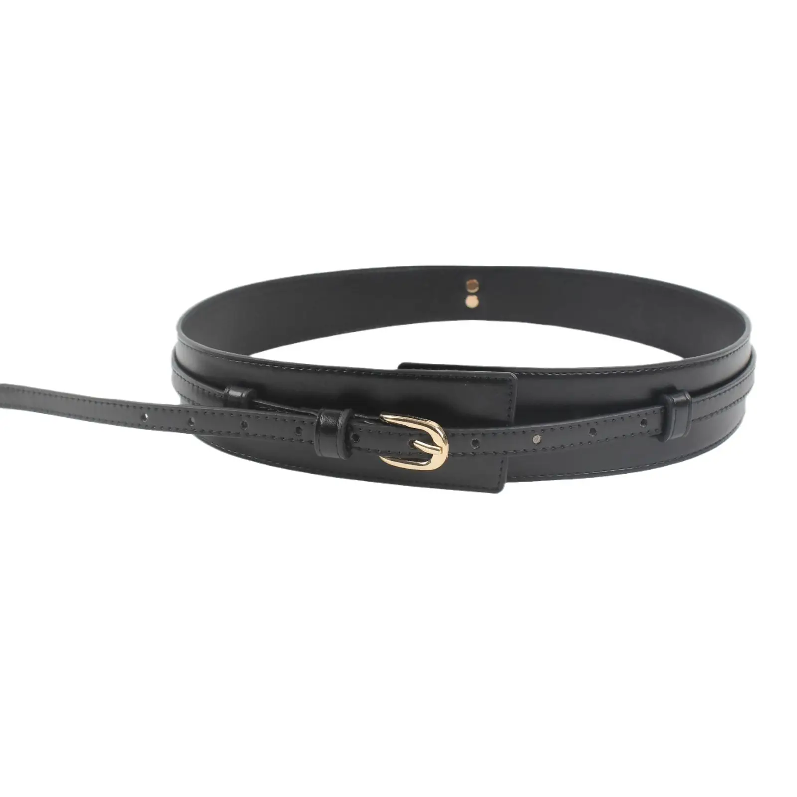 Brown Leather Waist Belt with Logo Closure - Image 7