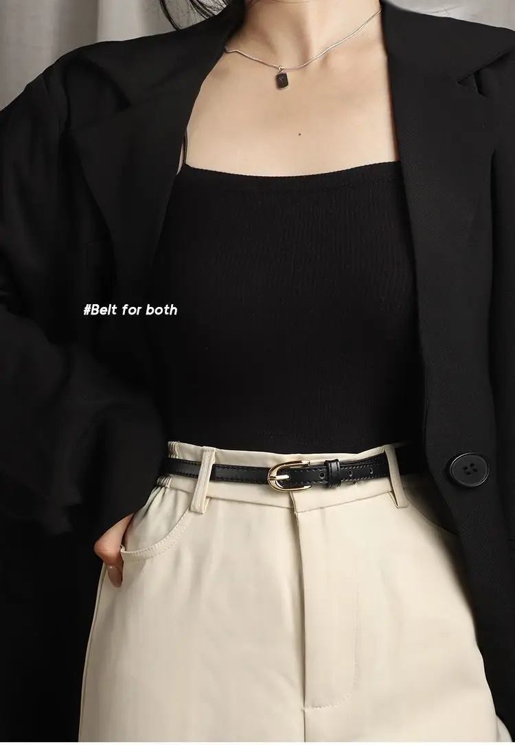 Brown Leather Waist Belt with Logo Closure — feature 16