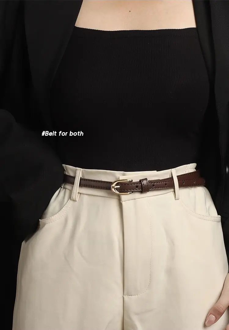 Brown Leather Waist Belt with Logo Closure — feature 18