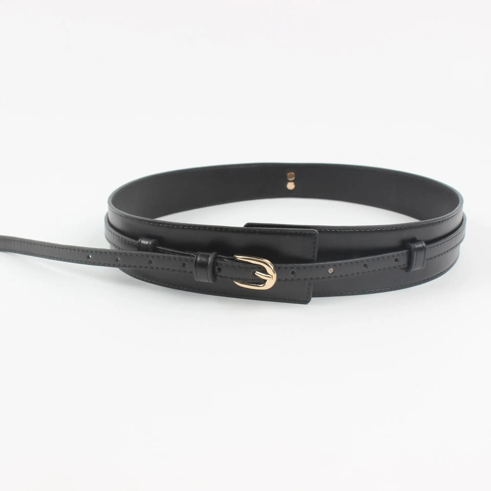 Brown Leather Waist Belt with Logo Closure — feature 21