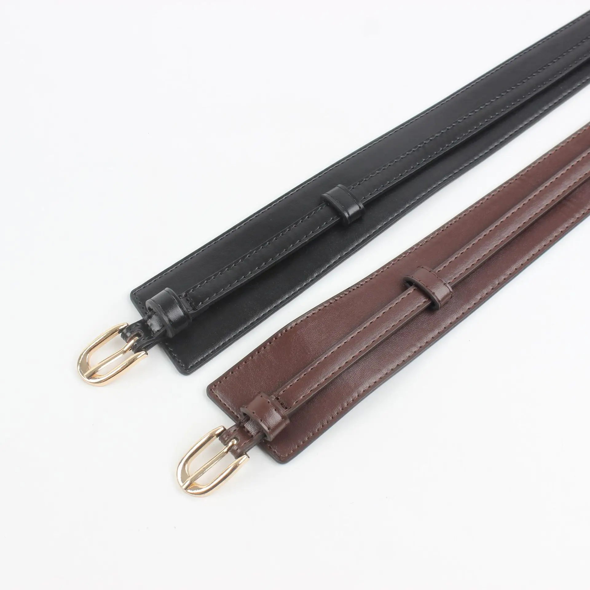 Brown Leather Waist Belt with Logo Closure — feature 23