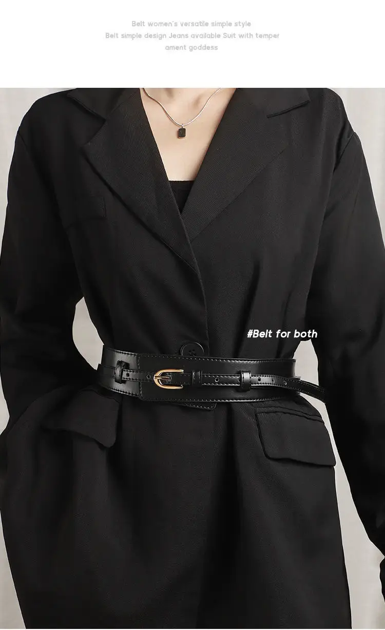 Brown Leather Waist Belt with Logo Closure — feature 4