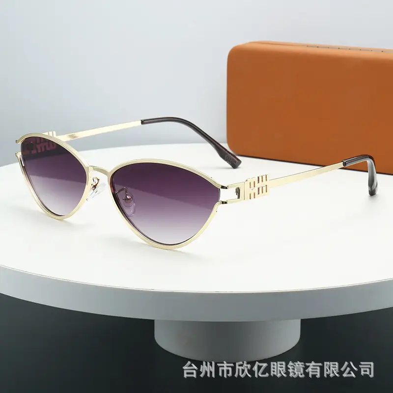 2024 New Meow Cat's Eye Sunglasses White Gold High End Women - Image 5