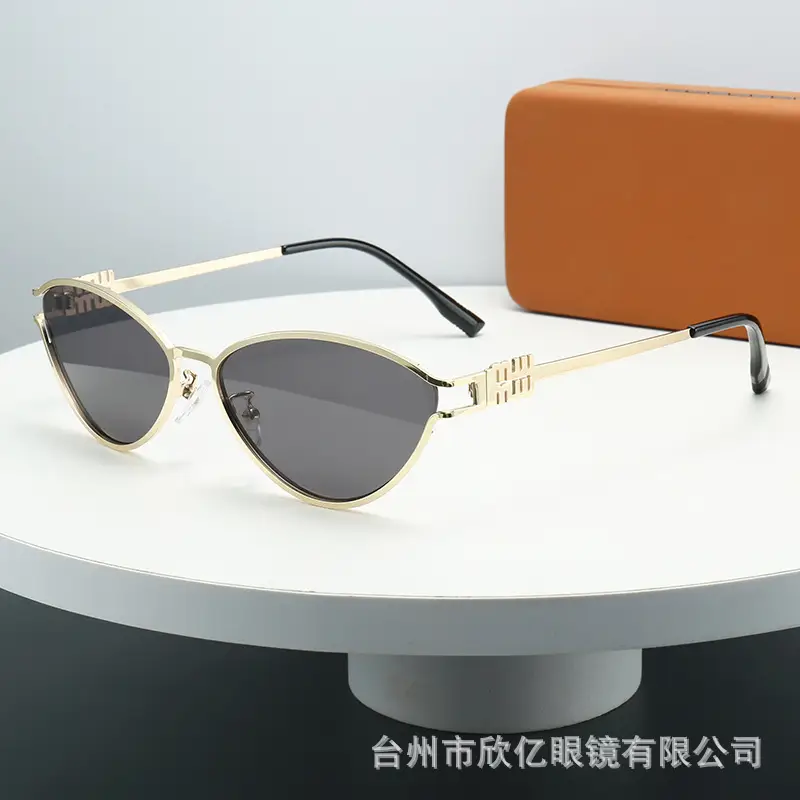 2024 New Meow Cat's Eye Sunglasses White Gold High End Women - Image 6