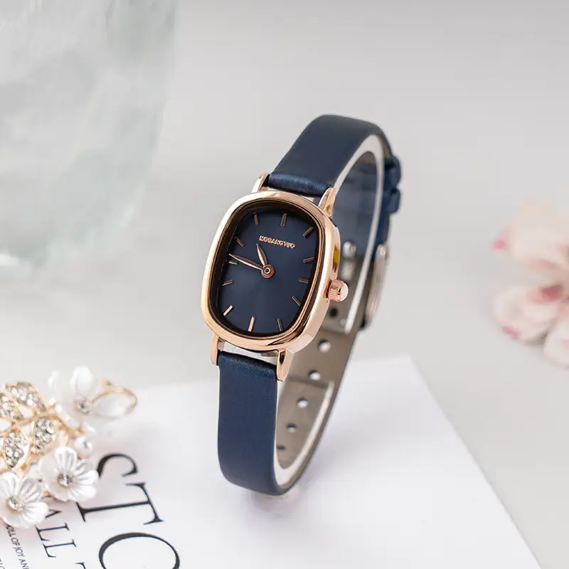 Women's Blue Quartz Watch with Gold Case and Blue Belt - Image 5
