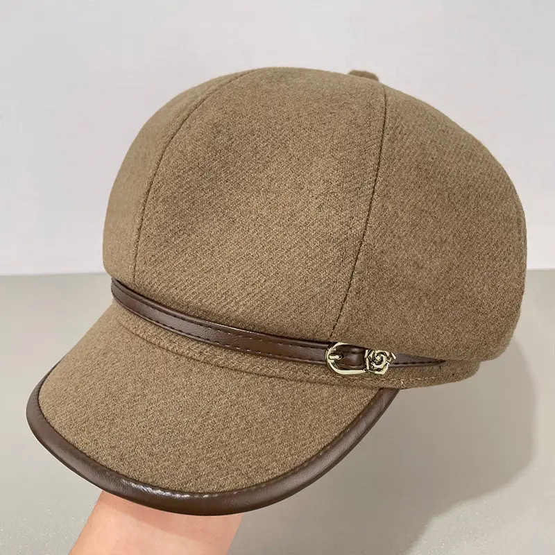 Women Plaid Duckbill Winter Beret Cap - Image 10