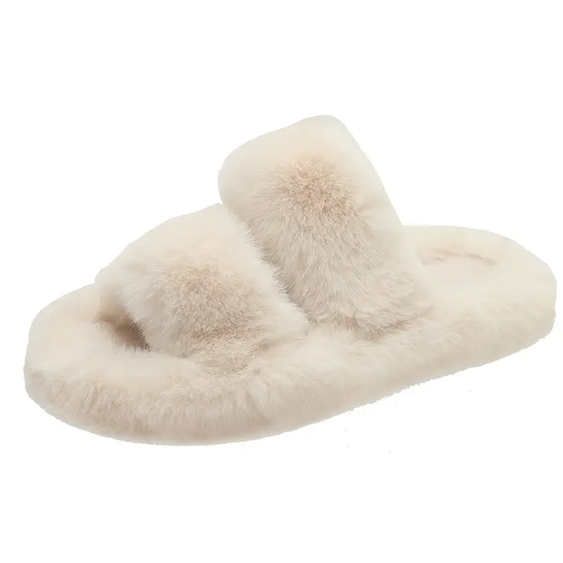 Thick-soled height-increasing fluffy slippers for women's outerwear ins home home explosion non-slip all-match autumn and winter cotton slippers