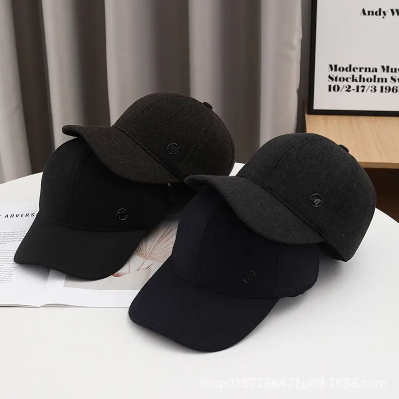 Men's Black Baseball Cap Winter Warm Ear Protection - Image 5