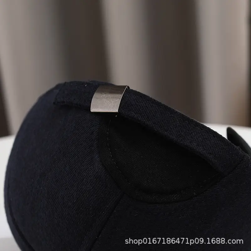 Men's Black Baseball Cap Winter Warm Ear Protection — feature 4