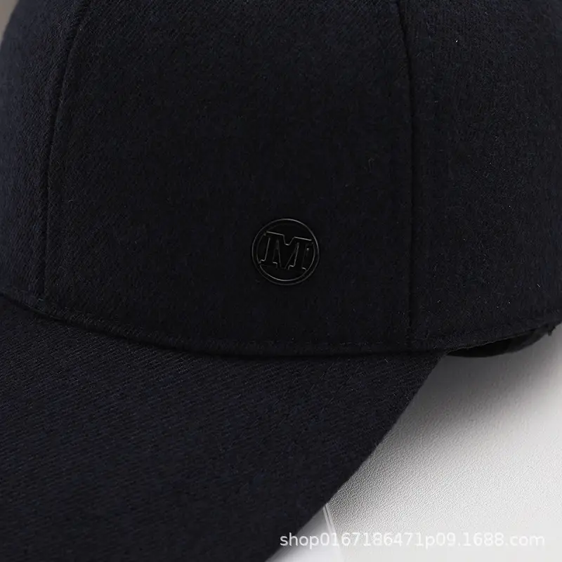 Men's Black Baseball Cap Winter Warm Ear Protection — feature 5