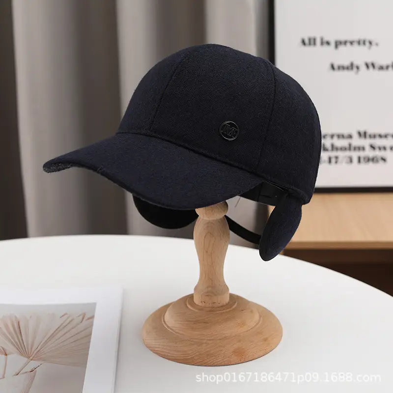 Men's Black Baseball Cap Winter Warm Ear Protection — feature 6