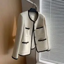 2024 Vintage Dark Blue Knitted Cardigan for Women — feature 12