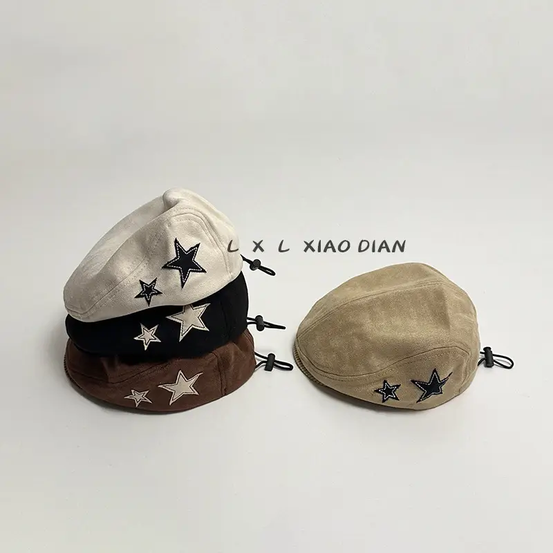 Children's Five-pointed Star Cap Black Beige White - Image 5
