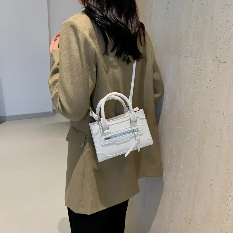 Black Korean Style Shoulder Bag with Zipper Compartment - Image 8