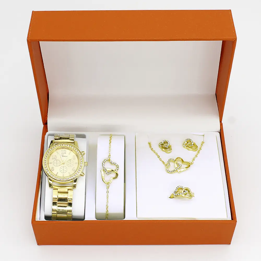 Rose Gold 5-Piece Quartz Watch Set for Women - Image 3