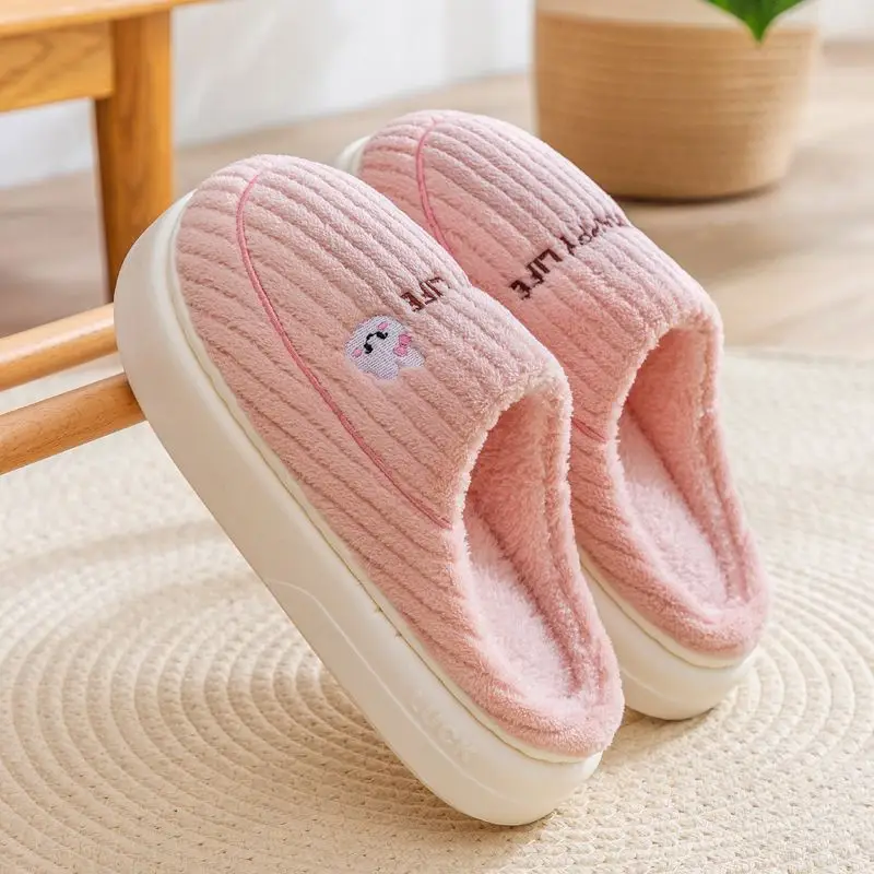 New Style Dung-feeling Cotton Slippers Men's Autumn and Winter Indoor Thick-soled Warm Household Velvet Bag with Woolen Slippers for Women