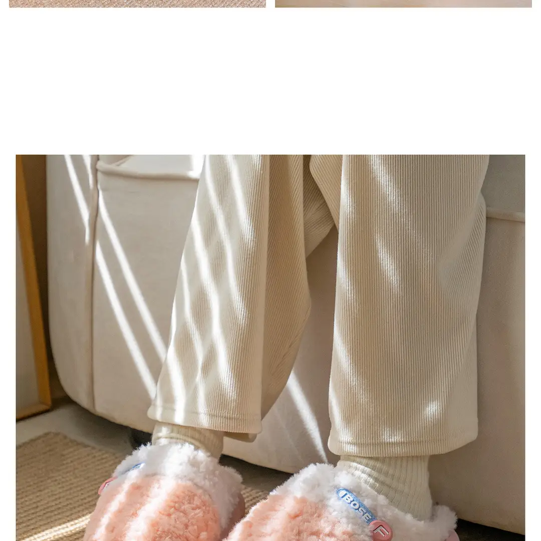 New Style Dung-feeling Cotton Slippers Men's Autumn and Winter Indoor Thick-soled Warm Household Velvet Bag with Woolen Slippers for Women — feature 17