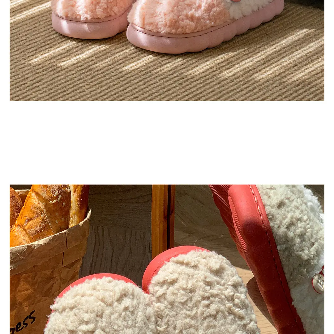 New Style Dung-feeling Cotton Slippers Men's Autumn and Winter Indoor Thick-soled Warm Household Velvet Bag with Woolen Slippers for Women — feature 18