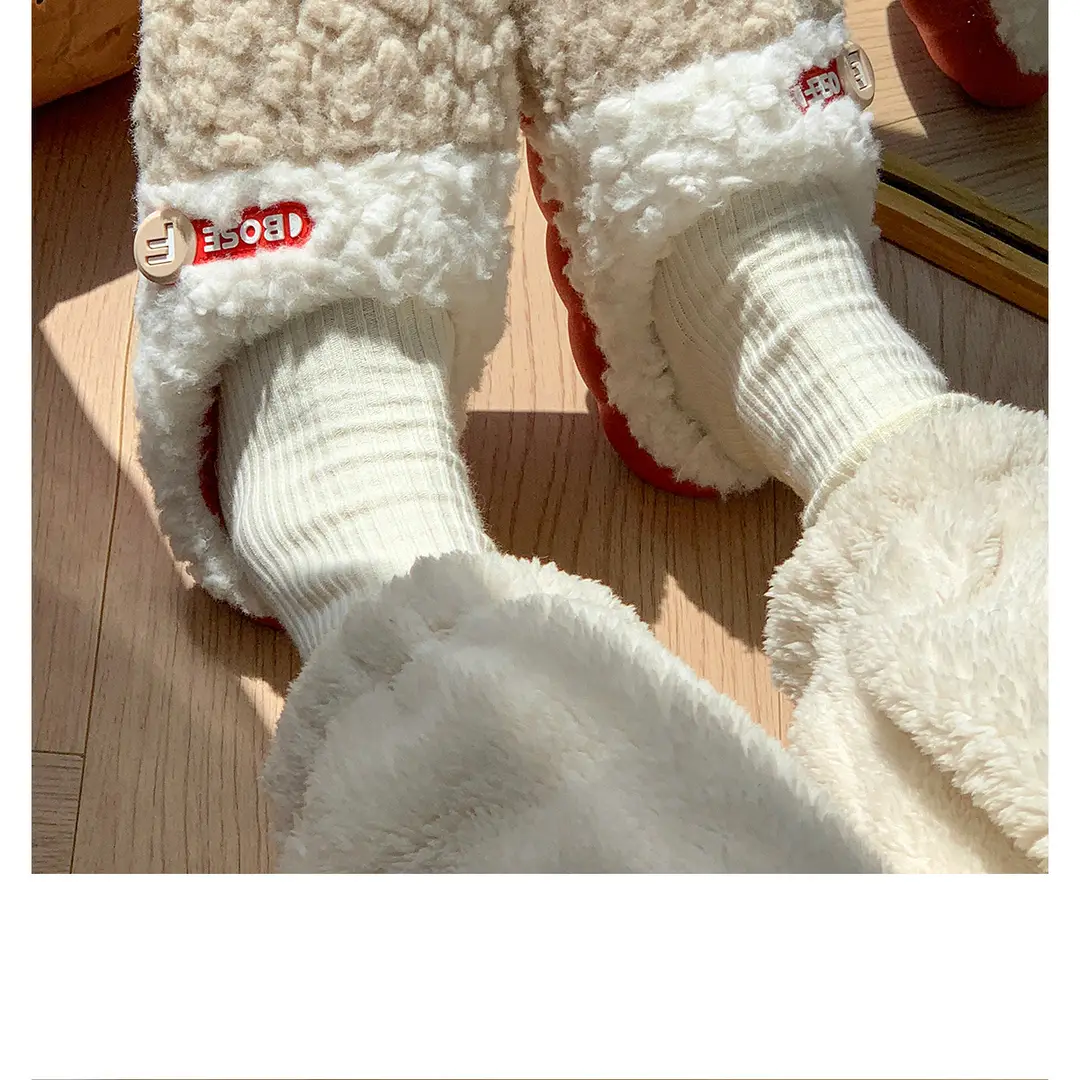 New Style Dung-feeling Cotton Slippers Men's Autumn and Winter Indoor Thick-soled Warm Household Velvet Bag with Woolen Slippers for Women — feature 19