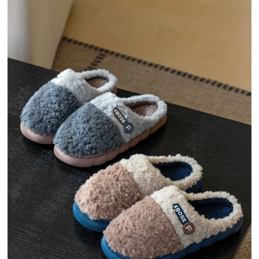 New Style Dung-feeling Cotton Slippers Men's Autumn and Winter Indoor Thick-soled Warm Household Velvet Bag with Woolen Slippers for Women — feature 20