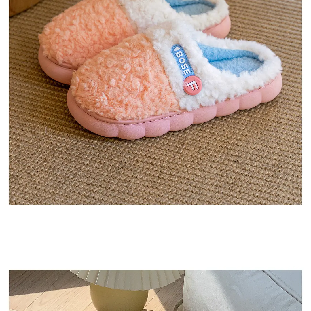 New Style Dung-feeling Cotton Slippers Men's Autumn and Winter Indoor Thick-soled Warm Household Velvet Bag with Woolen Slippers for Women — feature 22
