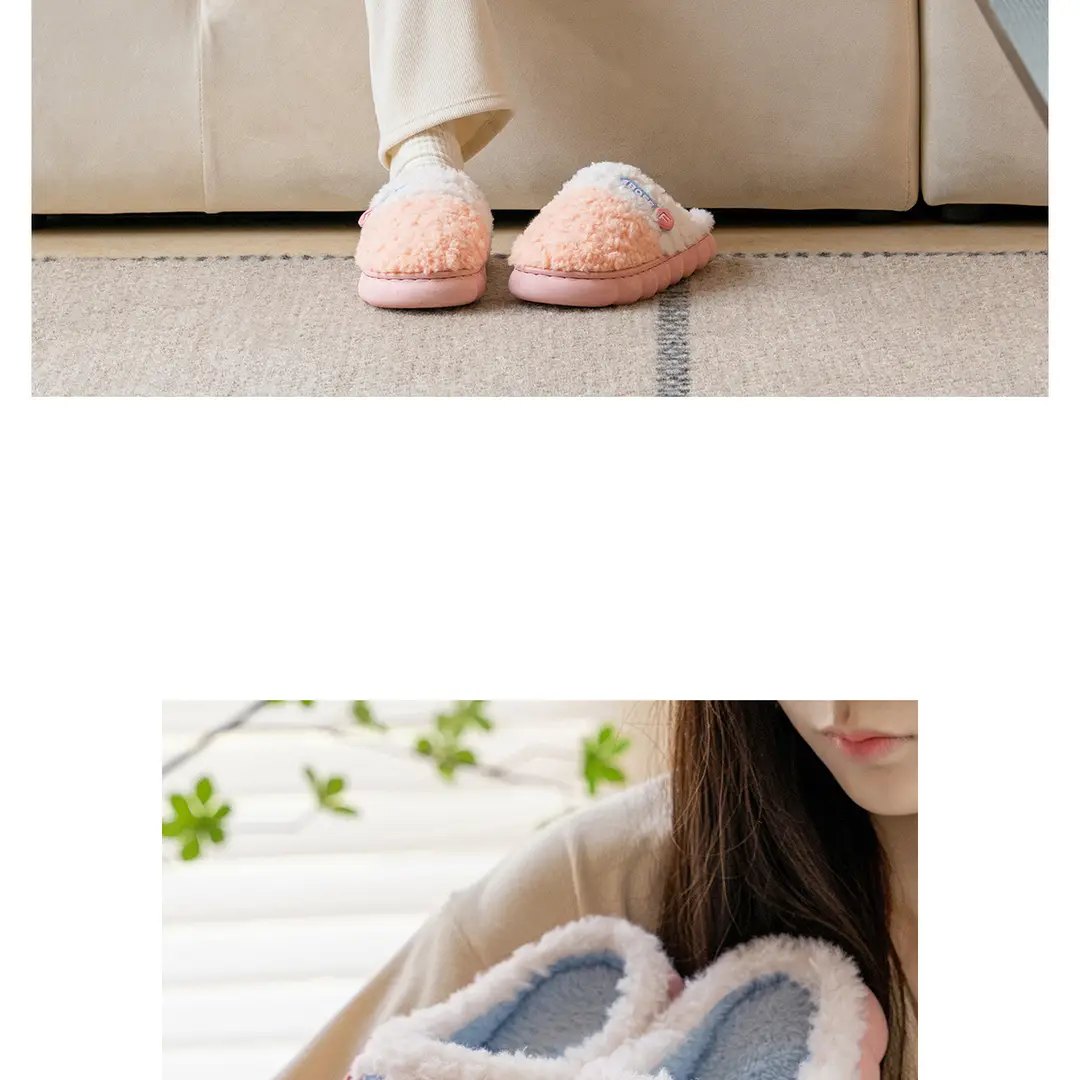 New Style Dung-feeling Cotton Slippers Men's Autumn and Winter Indoor Thick-soled Warm Household Velvet Bag with Woolen Slippers for Women — feature 7