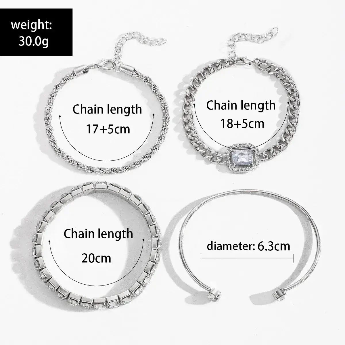Alloy Bracelet Set with Diamond Accents for Women — feature 12