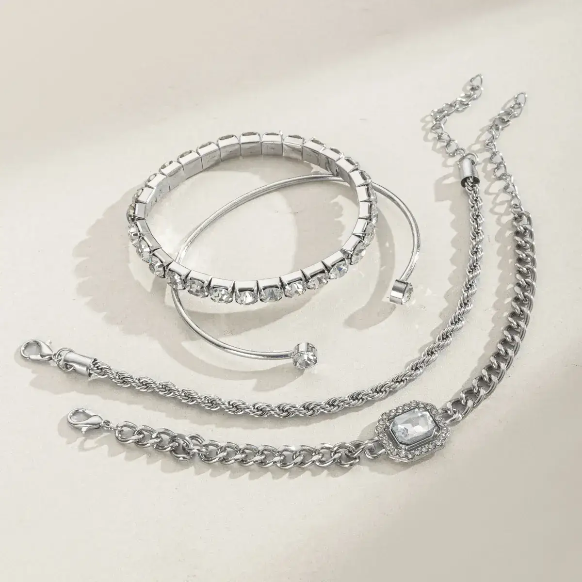 Alloy Bracelet Set with Diamond Accents for Women — feature 9