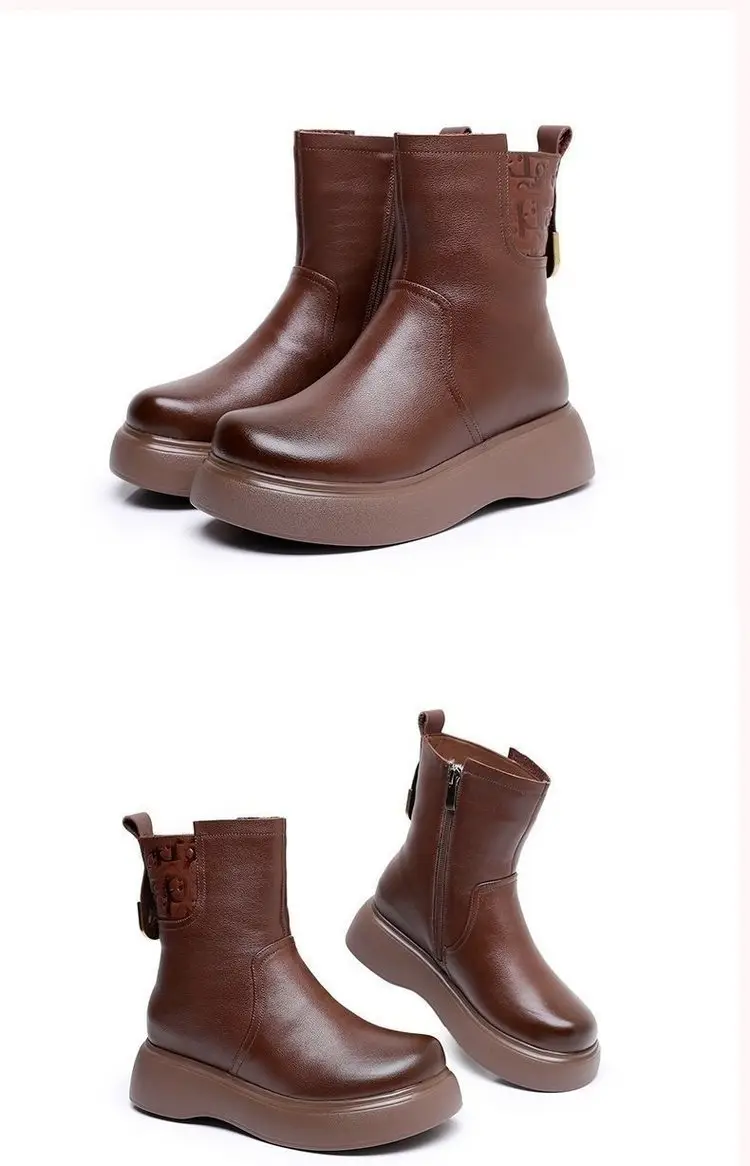 Women Cold-Proof Thick Leather Boots Winter 2024 — feature 7