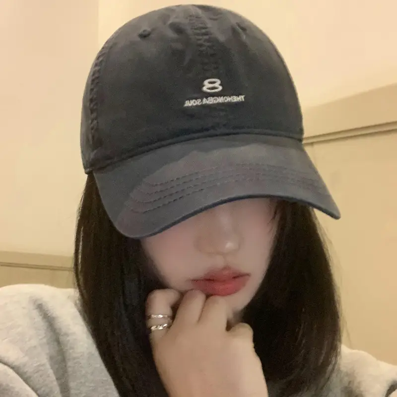 Women's Brown Retro Baseball Cap Wide Brim Big Face - Image 8