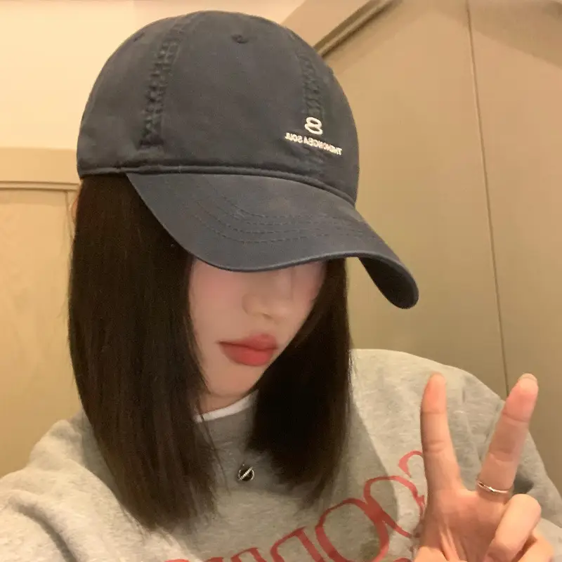 Women's Brown Retro Baseball Cap Wide Brim Big Face - Image 10
