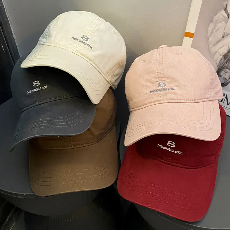 Women's Brown Retro Baseball Cap Wide Brim Big Face - Image 11