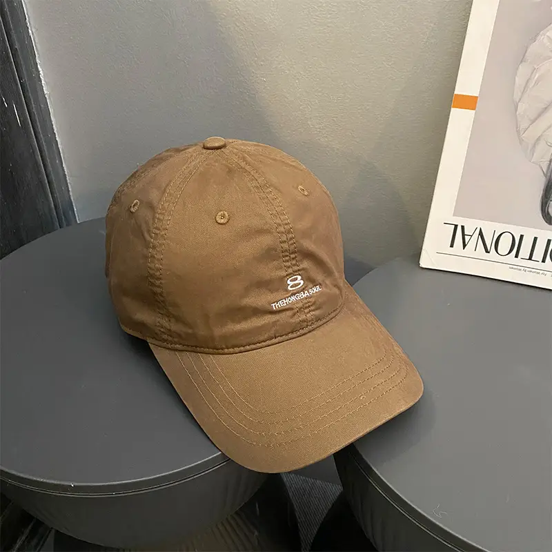 Women's Brown Retro Baseball Cap Wide Brim Big Face - Image 4