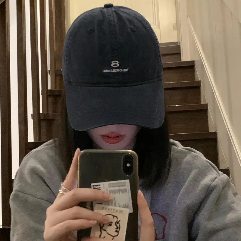 Women's Brown Retro Baseball Cap Wide Brim Big Face - Image 6