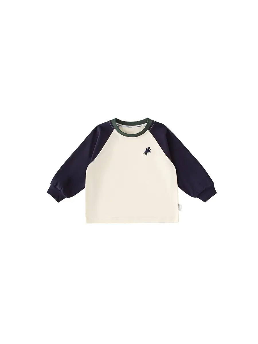 Bangxuan Boys Raglan Sleeve Sweatshirt White Black Autumn