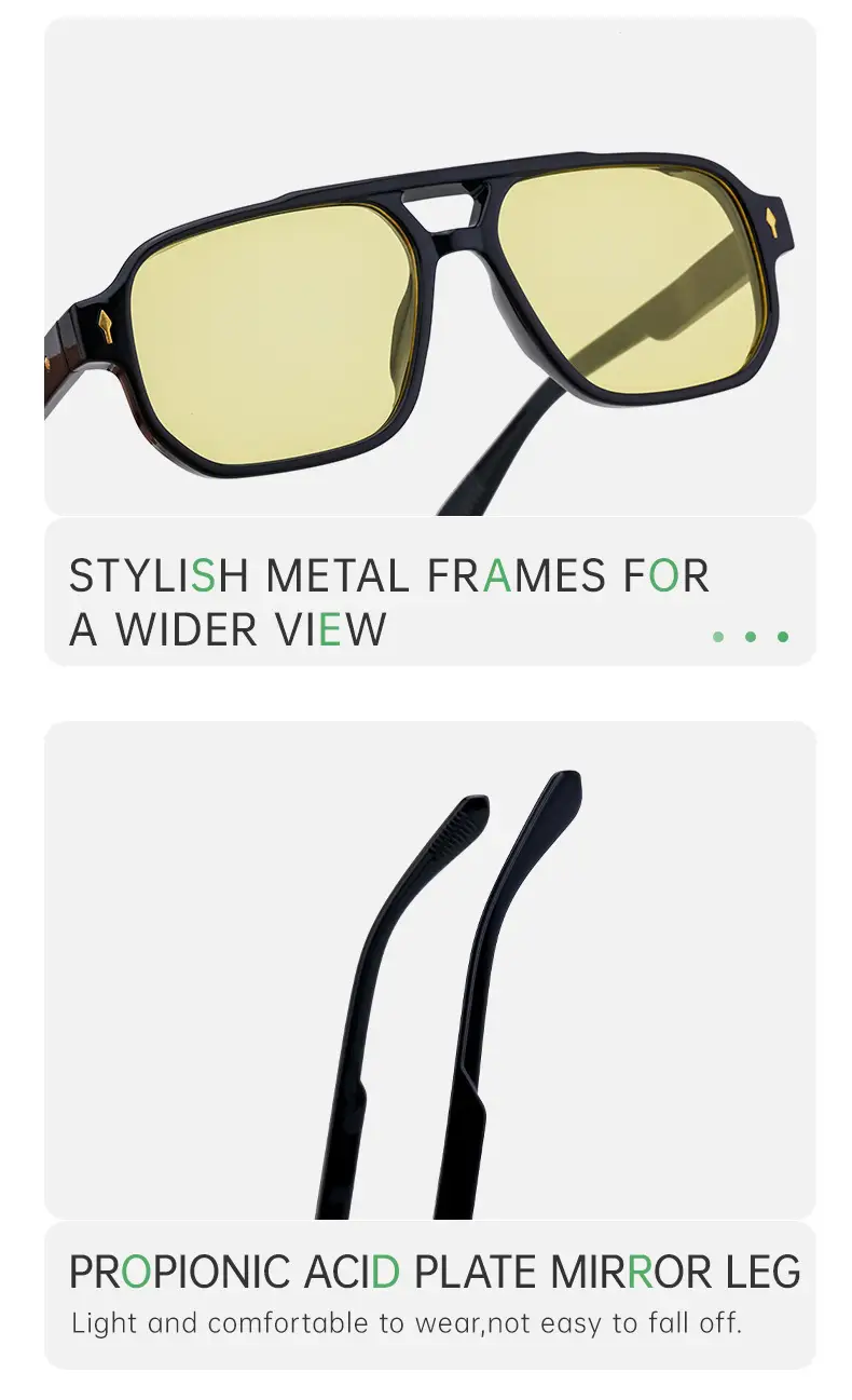Men Square Frame Sunglasses Black Dark Lens Outdoor Driving — feature 26
