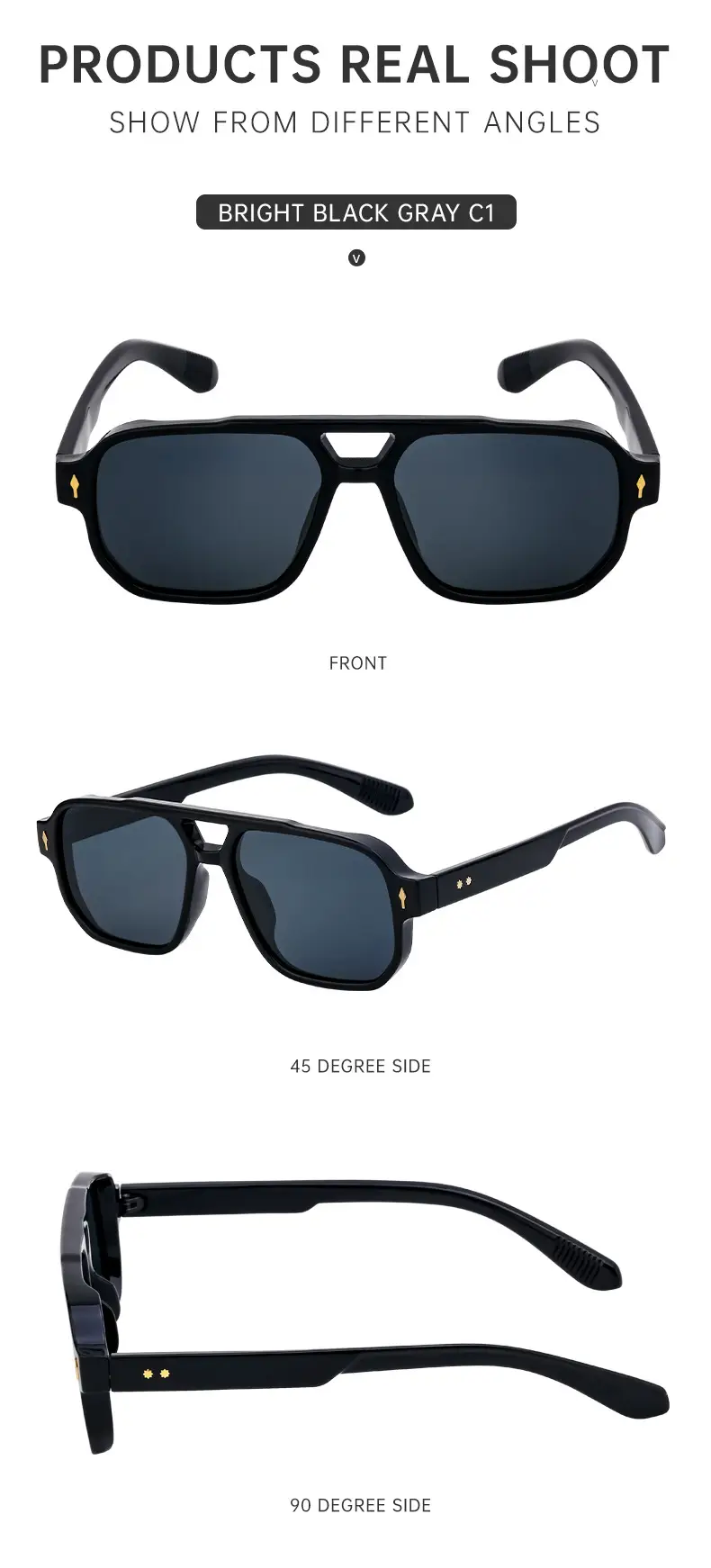 Men Square Frame Sunglasses Black Dark Lens Outdoor Driving — feature 30