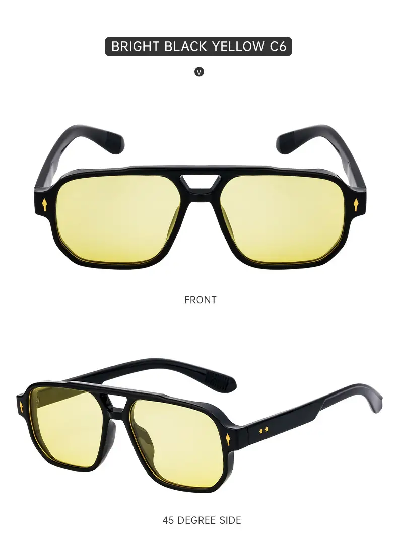 Men Square Frame Sunglasses Black Dark Lens Outdoor Driving — feature 35