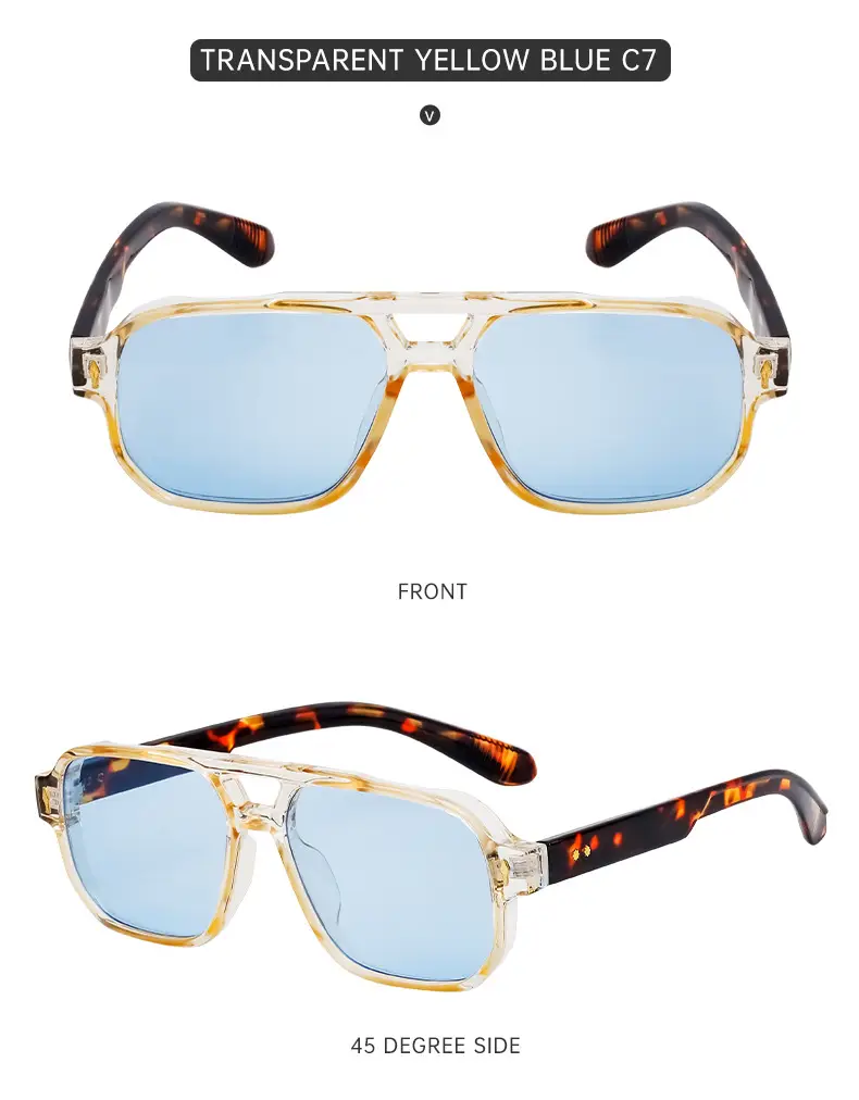 Men Square Frame Sunglasses Black Dark Lens Outdoor Driving — feature 36