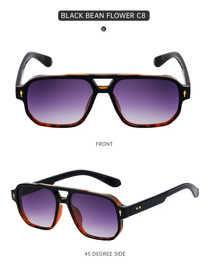 Men Square Frame Sunglasses Black Dark Lens Outdoor Driving — feature 37
